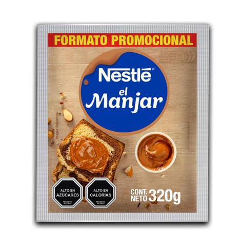 Foto comparativa de diferentes formatos de envases de manjar Nestlé (bolsas, doypacks, tarros)