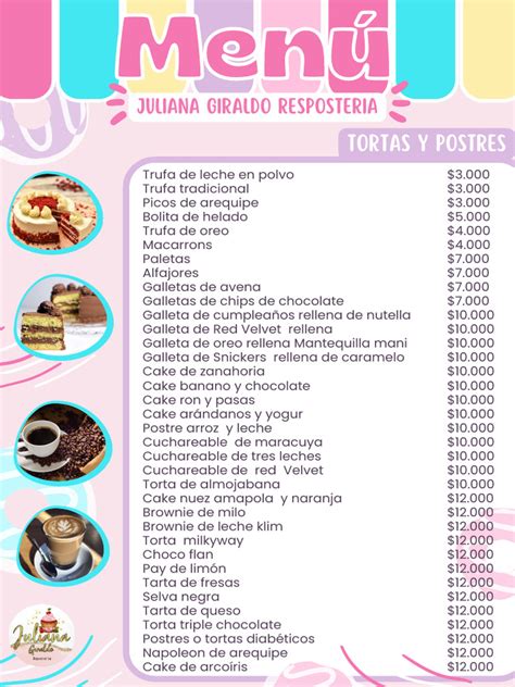 Selección de postres y bebidas frías disponibles en el restaurante