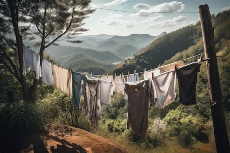Fotografía de ropa recién lavada colgando al sol con un frasco de bicarbonato de sodio en primer plano.