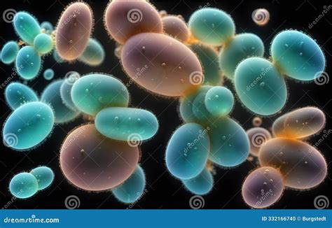 Ilustración de microorganismos unicelulares de levadura