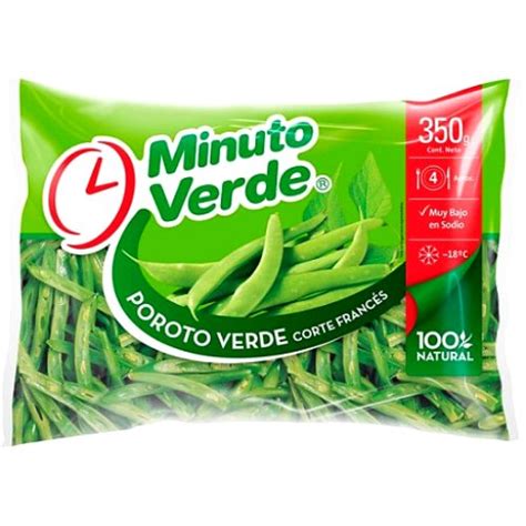 Foto de una selección de porotos verdes congelados de diferentes marcas y cortes en sus empaques
