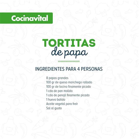 infografía de los ingredientes clave para tortitas de papa