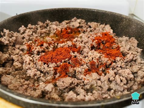 Esquema de los pasos para hacer el relleno de carne