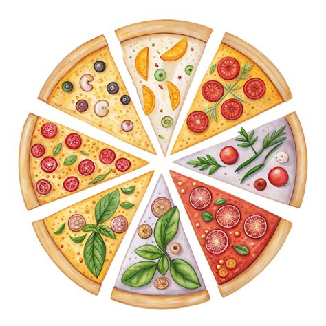 Diseño de tatuaje de pizza con diferentes toppings