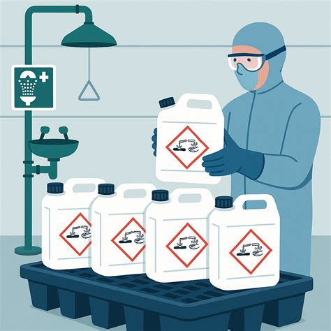Infografía sobre las medidas de seguridad para la manipulación de sustancias corrosivas en un laboratorio.