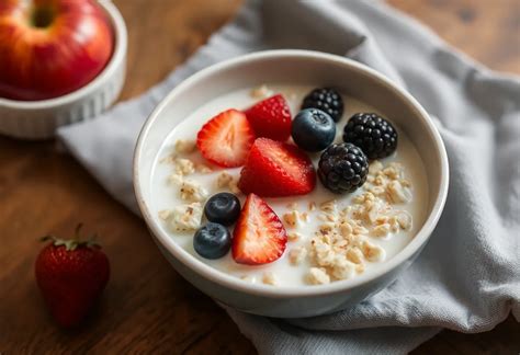 Ingredientes (nueces, almendras, coco, arándanos, leche condensada, avena) y utensilios para hacer cuadritos de granola.