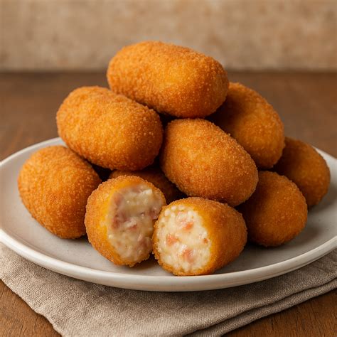 Croquetas de jamón friéndose en aceite caliente