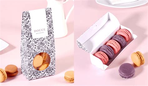 Detalle de cajas para macarons de distintos colores y tamaños