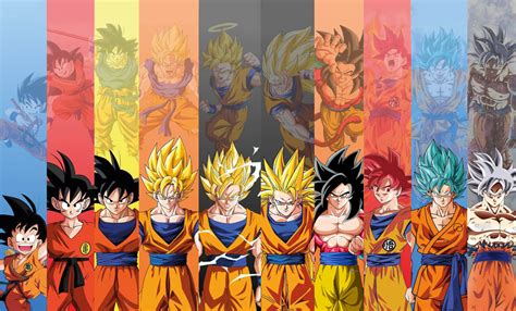 Infografía mostrando la evolución de Goku en Dragon Ball Z