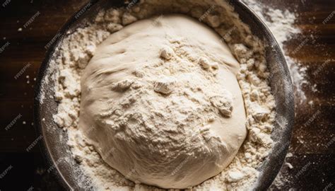 Un primer plano de la masa de pan de pita recién mezclada en un bol.