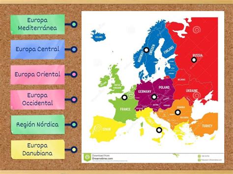 Mapa de Europa destacando las regiones productoras de quesos de vaca, oveja y cabra.