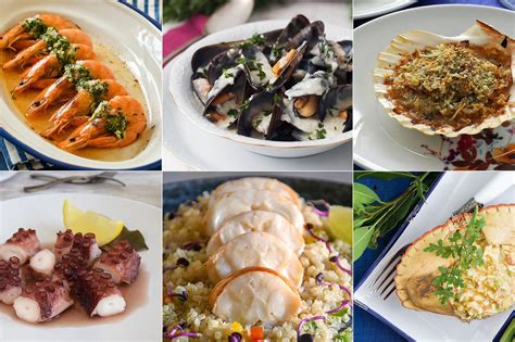 Infografía con tipos de mariscos para entradas de boda