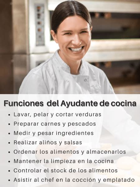 Esquema de las tareas diarias de un ayudante de pastelero en una cocina