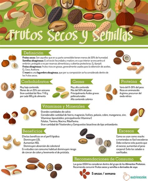 infografía de frutos secos y semillas usados en aderezos