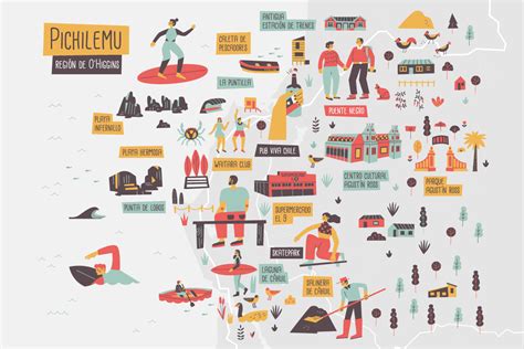 Mapa gastronómico de Pichilemu con iconos para dietas especiales