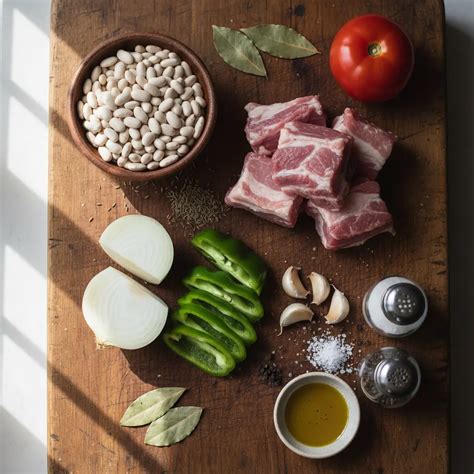 Tabla de ingredientes frescos para potaje