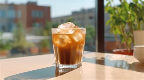 Vaso de capuchino frío con hielo y canela