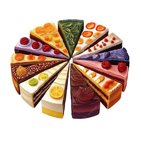 Variedad de tortas en rebanadas, sin decoración elaborada, mostrando diferentes texturas y colores de bizcocho