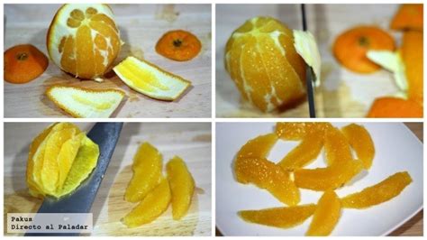 Infografía mostrando los pasos para pelar naranjas y eliminar la parte blanca