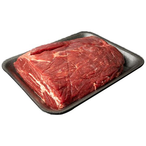 Foto de un corte de huachalomo crudo, destacando su forma rectangular y la infiltración de grasa