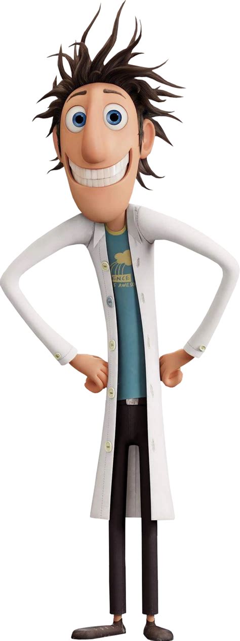 Ilustración del inventor Flint Lockwood con su máquina de comida