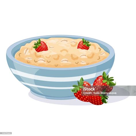ilustración de un tazón de avena con frutas