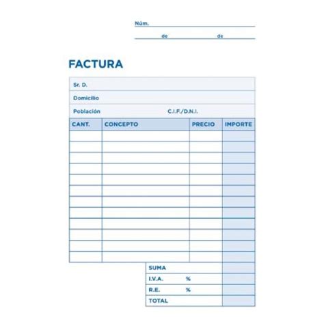 Facturas tipo molinetes sin rellenar