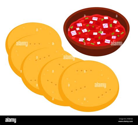 Ilustración de varios platos chilenos acompañados de pebre