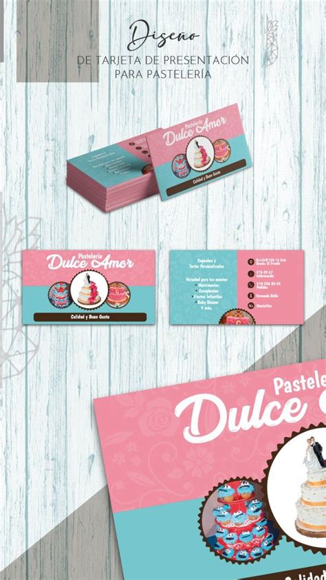 Collage de tarjetas de presentación elegantes y coloridas con temática de pastelería y cupcakes