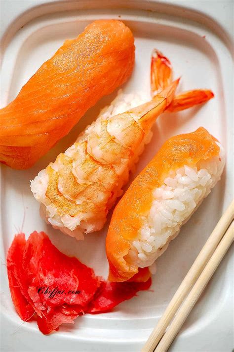Photo of homemade nigiri sushi with cooked fish