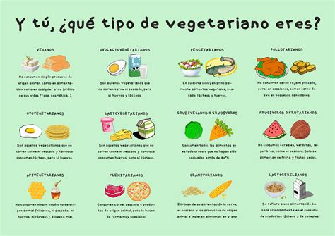 Esquema de tipos de dietas vegetarianas