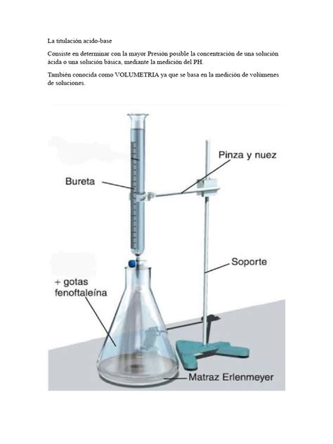 Esquema de un proceso de titulación ácido-base
