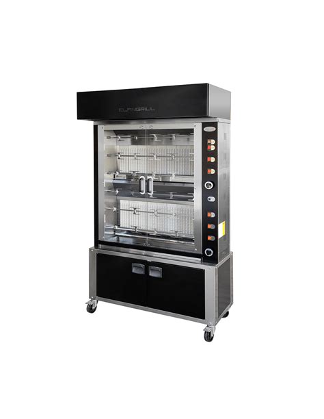 Asador de pollos vertical a gas con vista interior