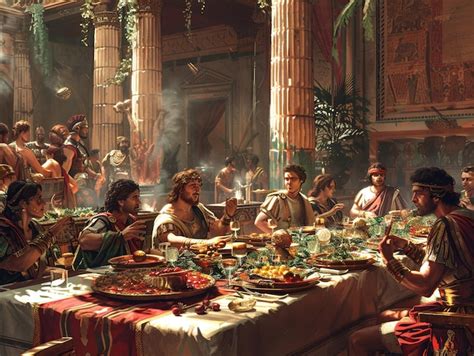 Ilustración de un banquete romano