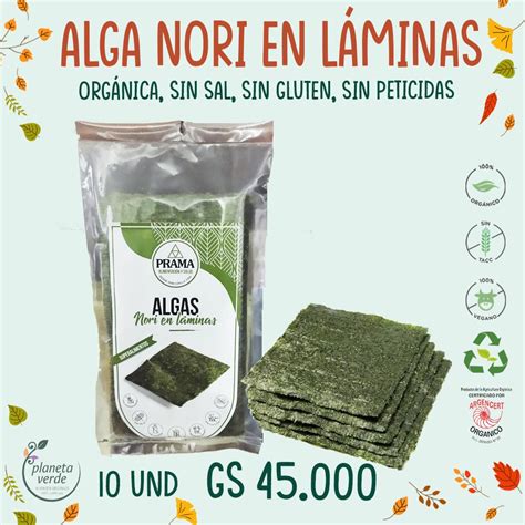 Láminas de nori en un envase hermético con desecante