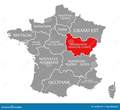 Mapa de la región de Borgoña, Francia