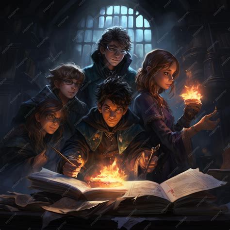 Ilustración de Harry Potter y sus amigos, haciendo referencia a las expresiones con 