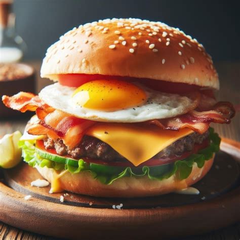Panes de hamburguesa con huevo y tocino, listos para hornear