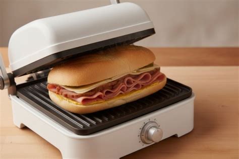 Panini siendo prensado en una parrilla, mostrando las marcas características