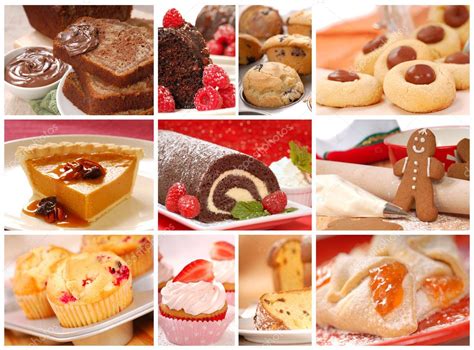 Variedad de productos navideños horneados: pan de pascua, galletas de jengibre, muffins