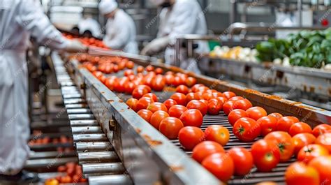 Ilustración de una línea de producción de alimentos envasados