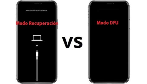 Infografía comparativa entre Modo Recuperación y Modo DFU