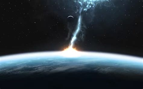Ilustración de un rayo de sol cayendo a la Tierra y figuras humanas en su persecución