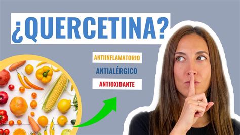 Infografía sobre los beneficios de la quercetina para la salud, destacando sus propiedades antioxidantes y antialérgicas