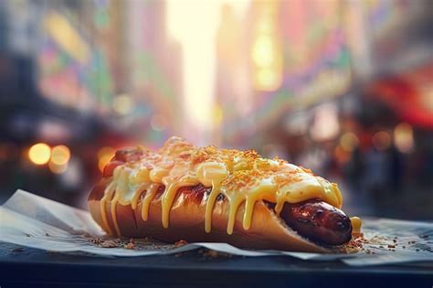 Perros calientes con queso derretido y salsas