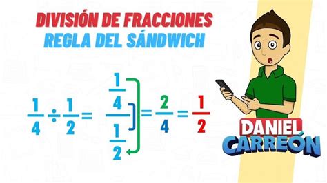 Esquema de la ley del sándwich para fracciones con flechas indicando extremos y medios