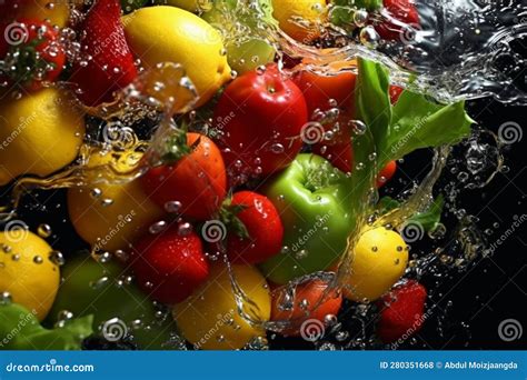 Imagen de frutas y verduras sumergidas en un bol con agua y vinagre.