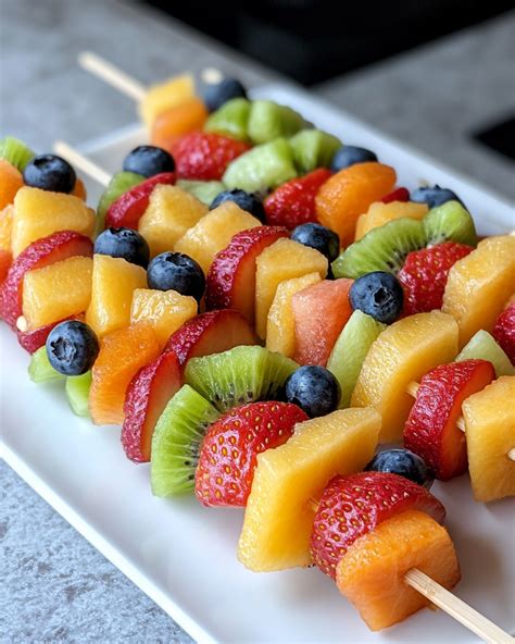 Brochetas de frutas variadas para niños