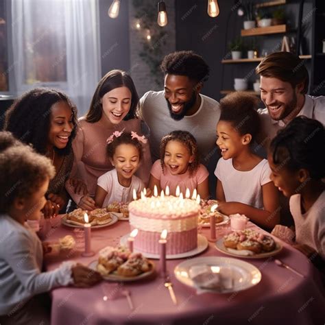 Familia celebrando un cumpleaños con un pastel saludable hecho en casa