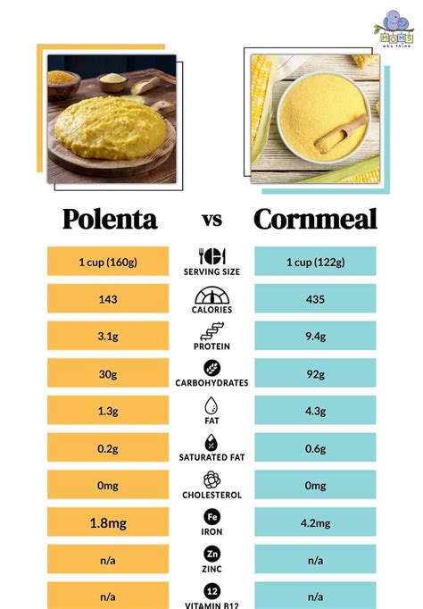 Infografía comparativa: polenta instantánea vs. polenta tradicional (tiempos y cantidades).